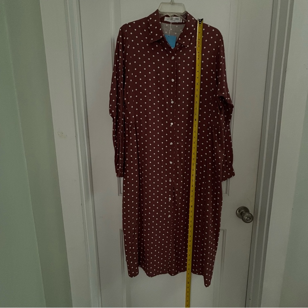 Sonnet James Long Brown Polka Dot Long Sleeve Dress - Picture 4 of 11
